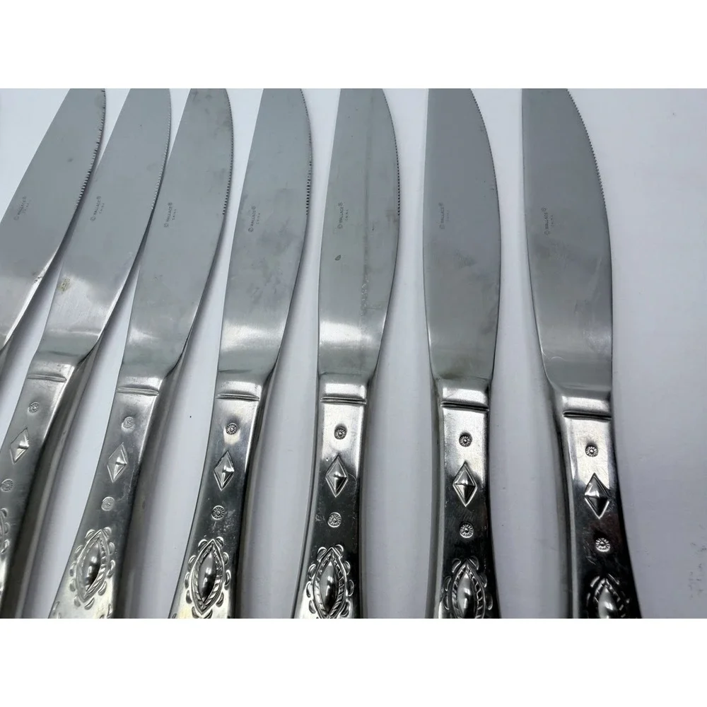 Wallace TAOS 18/10 Stainless Steel Flatware Dinner Knives Lot of 8 Southwest
